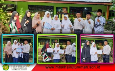Kepala MTs Khairul Ummah - INHU | Penghargaan - Pembinaan Kepada Siswa Juara KSM - KSN - KOMBANAS - 2021